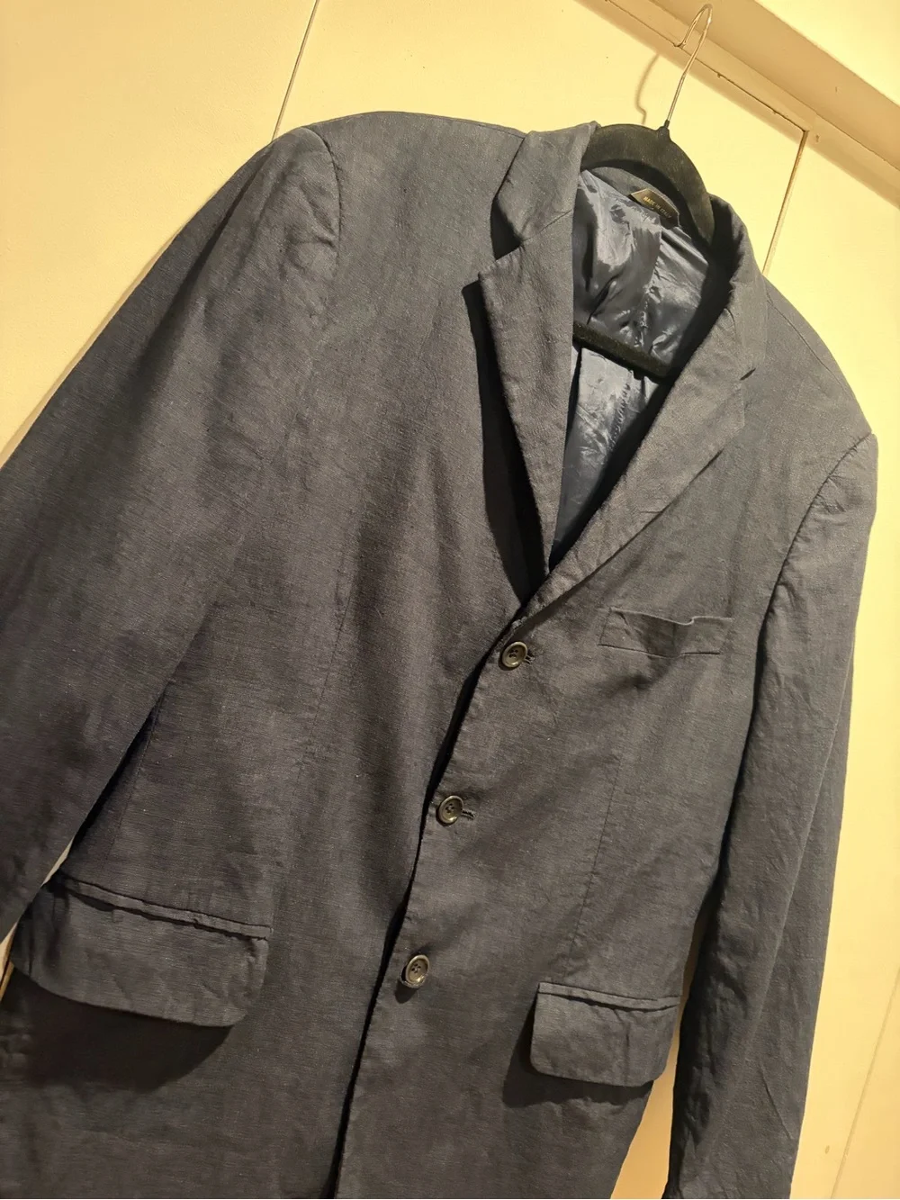 Banana Republic Men's Navy Linen Blazer Sport Coat Made In Italy vintage 40R
